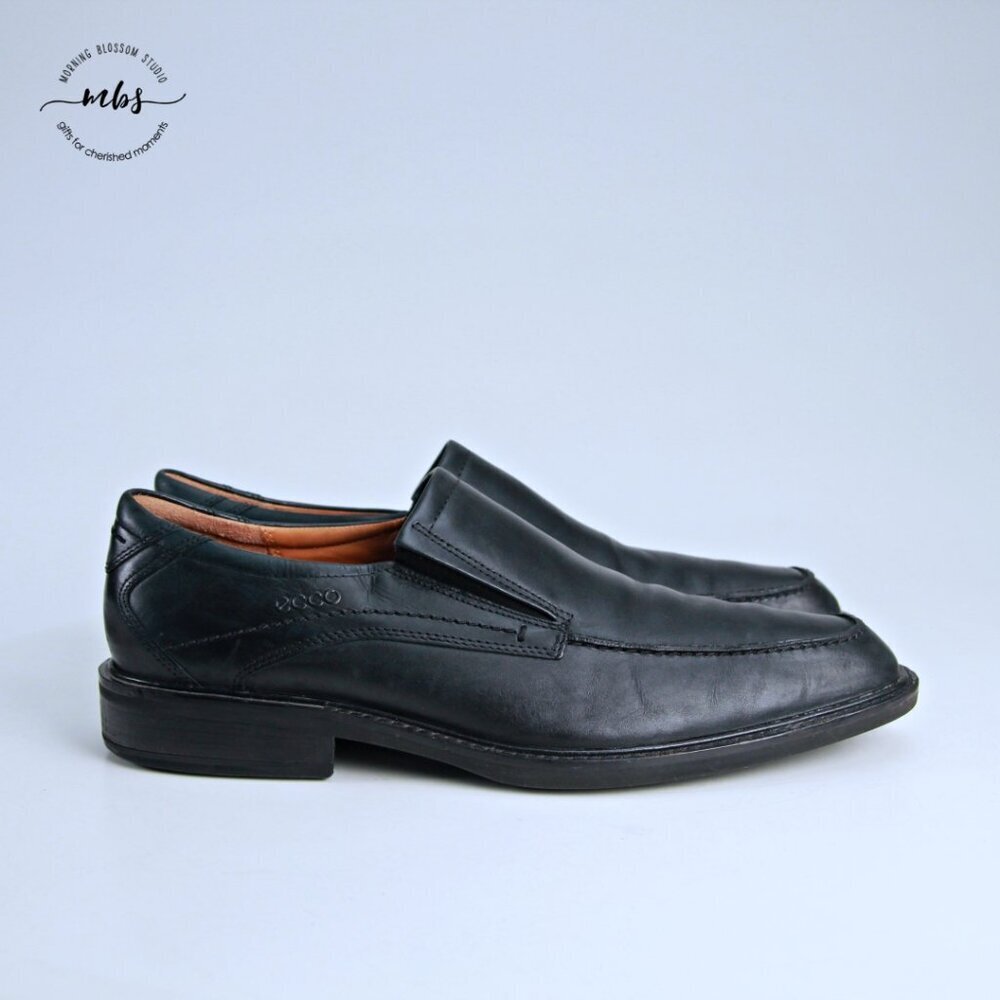 Ecco London Apron Toe Slip on Loafers Black Men‎ EU 46 US 12-12.5